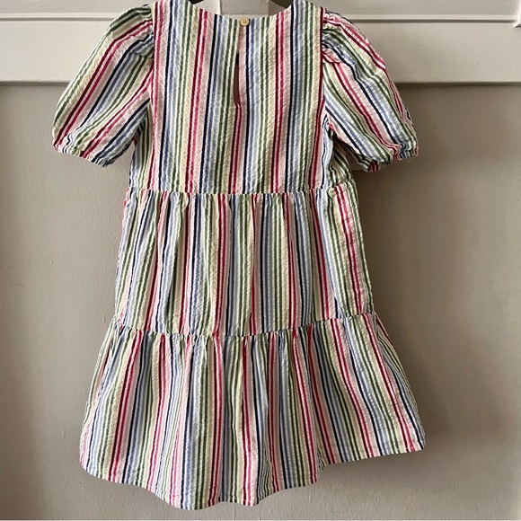 Crewcuts Girls' Puff-Sleeve Dress in Rainbow Seersucker - Size 5 🌈 - Picture 4 of 8